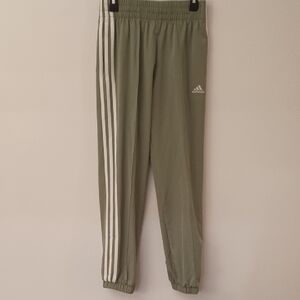 adidas Kids Olive Green Track Pants with White 3-Stripes